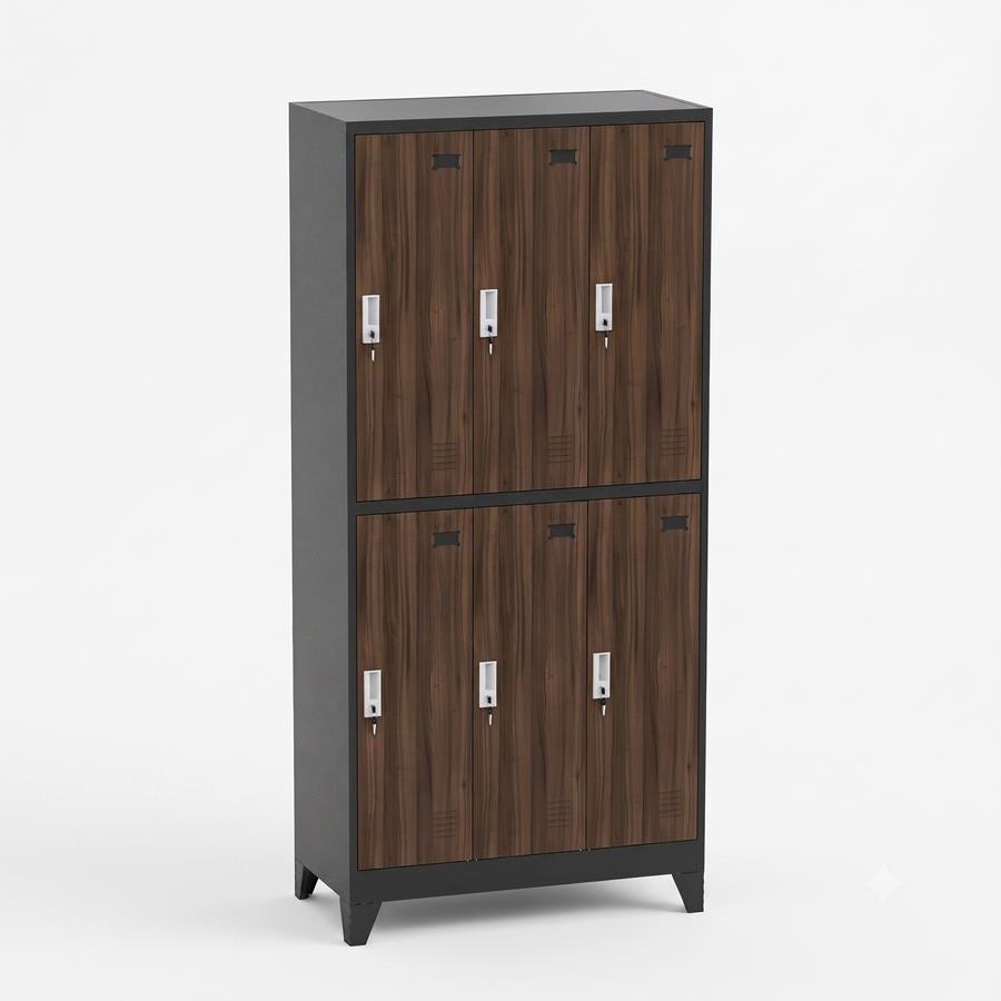 YUMI ARMADIO 6/A 90X45X190 CM NOCE/NERO