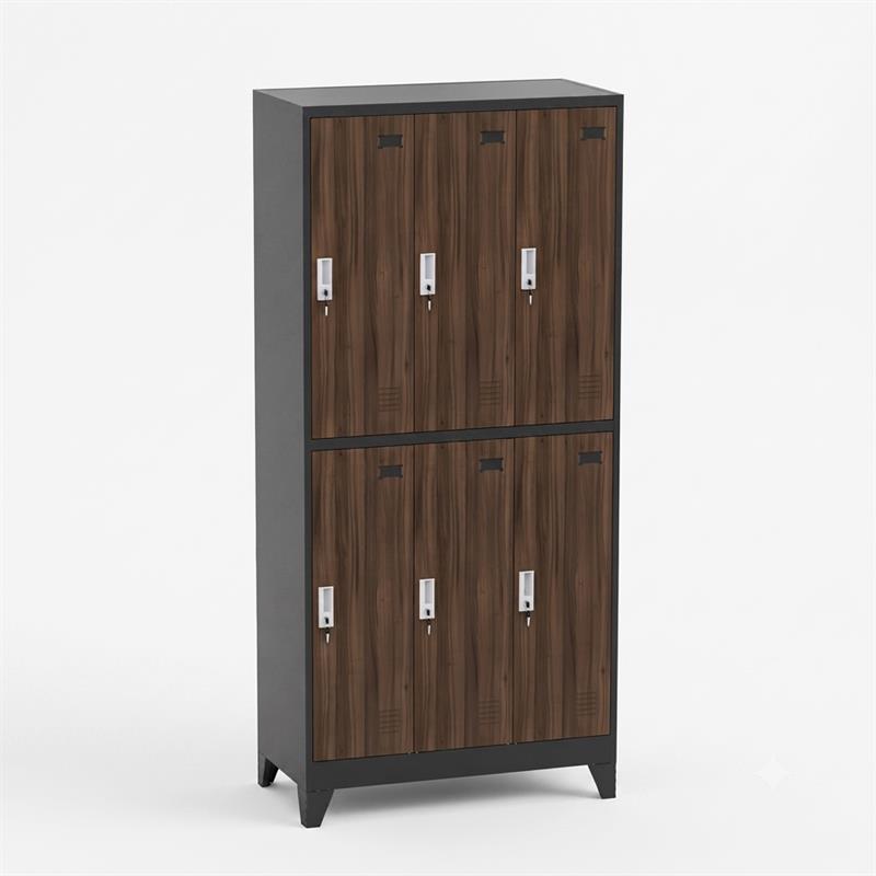 YUMI ARMADIO 6/A 90X45X190 CM NOCE/NERO