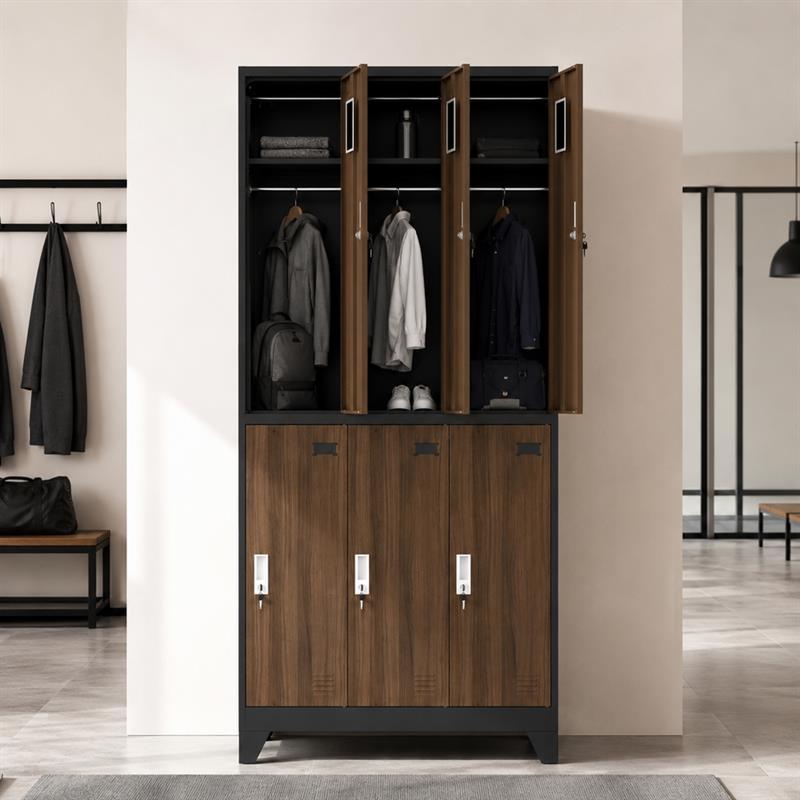YUMI ARMADIO 6/A 90X45X190 CM NOCE/NERO