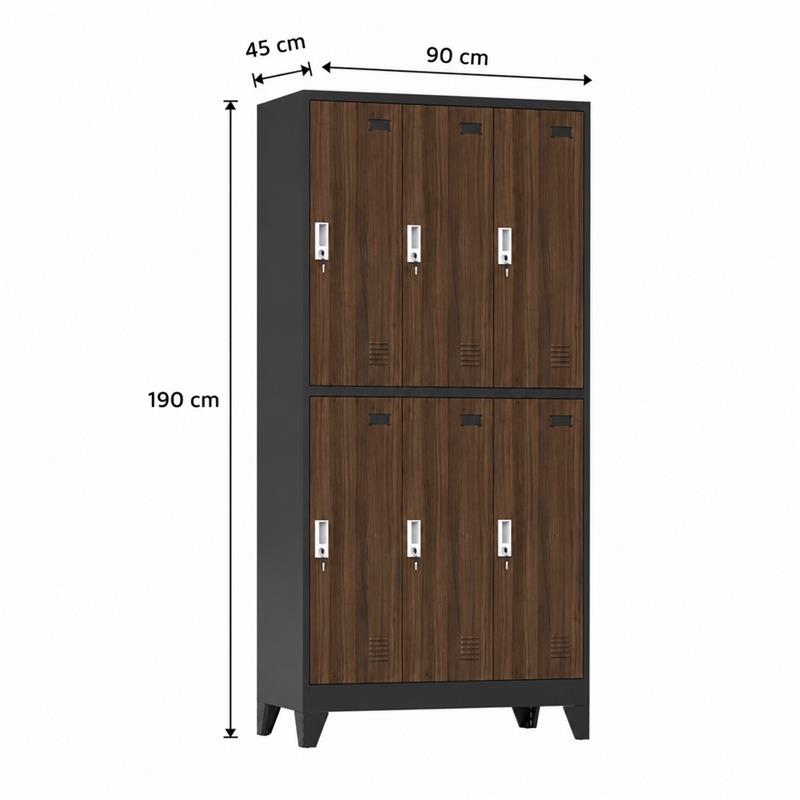 YUMI ARMADIO 6/A 90X45X190 CM NOCE/NERO