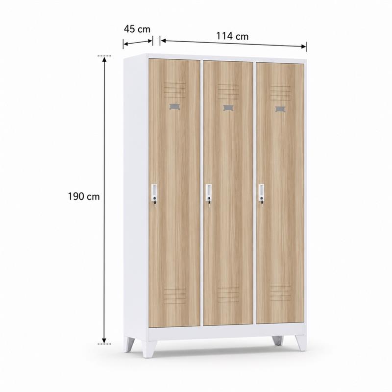 YUMI ARMADIO SPORCO PULITO 3/A 114X45X190 ROVERE/BIANCO