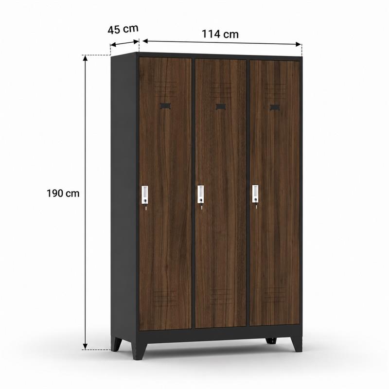 YUMI ARMADIO SPORCO PULITO 3/A 114X45X190 NOCE/NERO