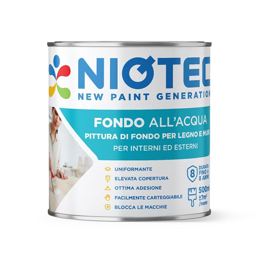 Fondo all'acqua bianco per legno e muri 500 ml