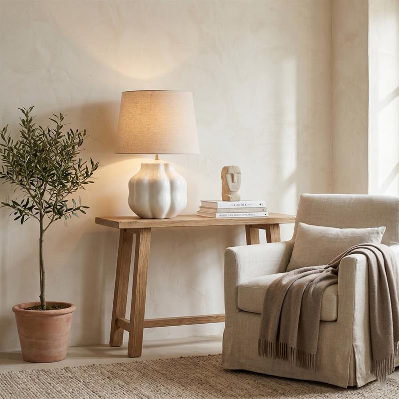 POMO LAMPADA IN CERAMICA BIANCA 30X30X45,5CM