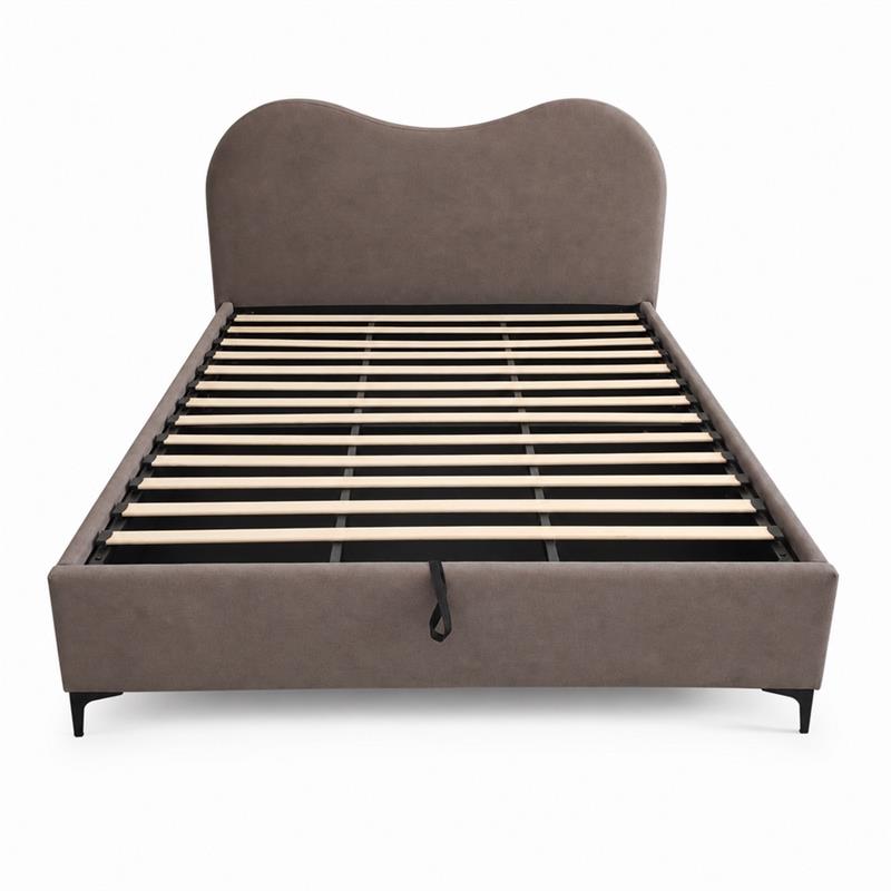 Letto matrimoniale imbottito contenitore marrone 176x213x119 cm - Lyra