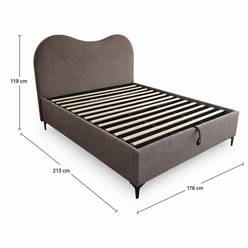Letto matrimoniale imbottito contenitore marrone 176x213x119 cm - Lyra