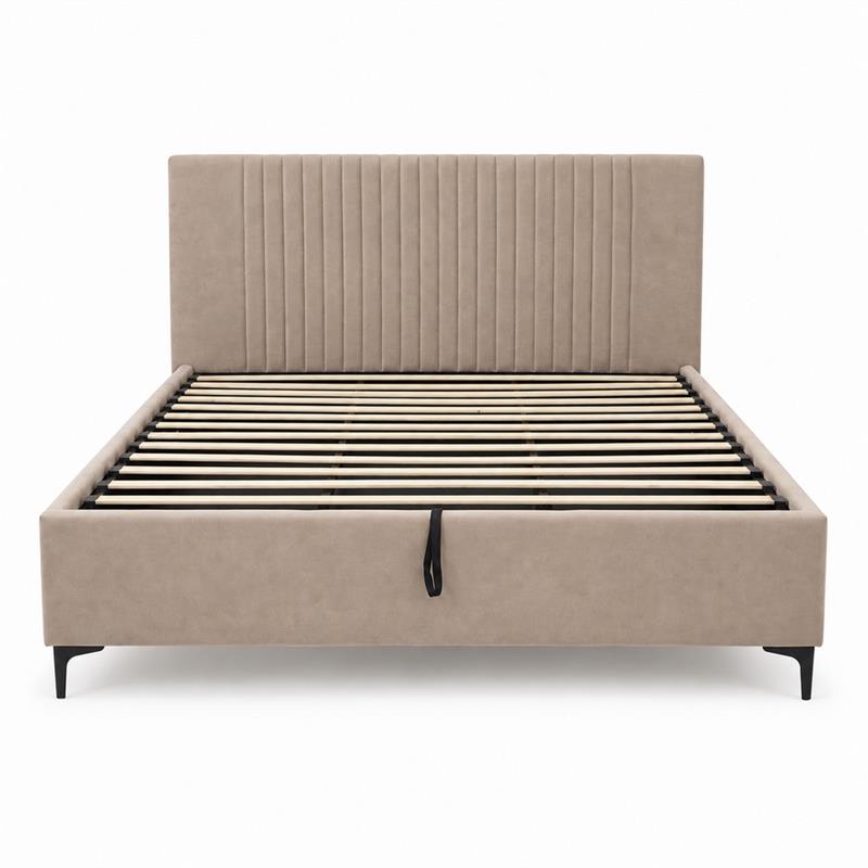Letto matrimoniale imbottito contenitore tortora 174,5x213,5x115cm - Argo