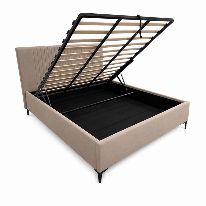 Letto matrimoniale imbottito contenitore tortora 174,5x213,5x115cm - Argo