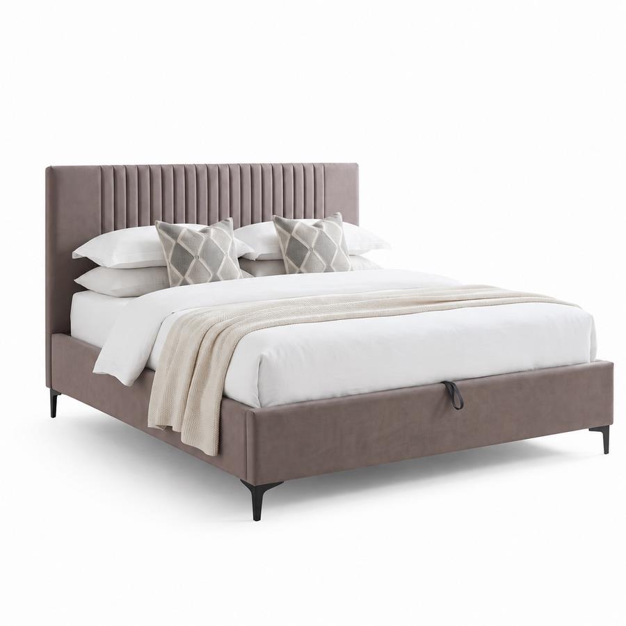 Letto matrimoniale imbottito contenitore marrone 174,5x213,5x115cm - Argo