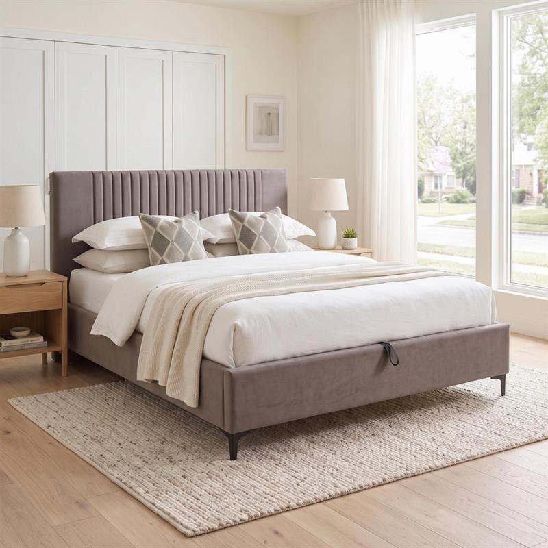 Letto matrimoniale imbottito contenitore marrone 174,5x213,5x115cm - Argo