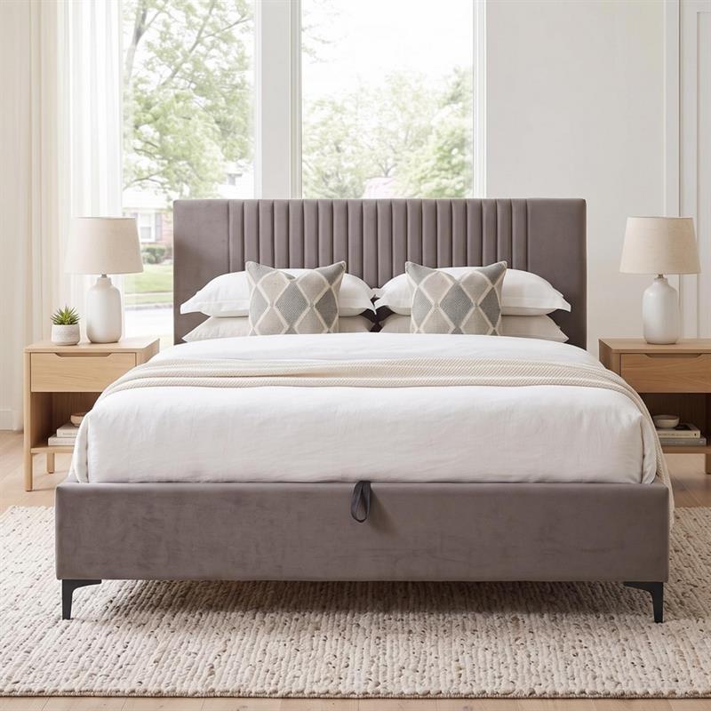 Letto matrimoniale imbottito contenitore marrone 174,5x213,5x115cm - Argo