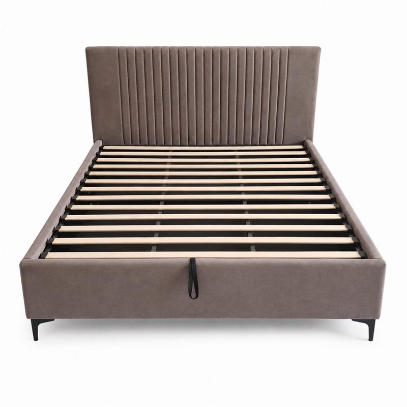Letto matrimoniale imbottito contenitore marrone 174,5x213,5x115cm - Argo