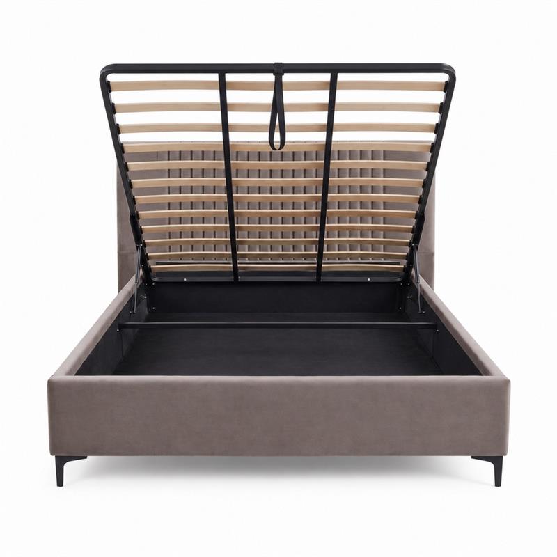 Letto matrimoniale imbottito contenitore marrone 174,5x213,5x115cm - Argo