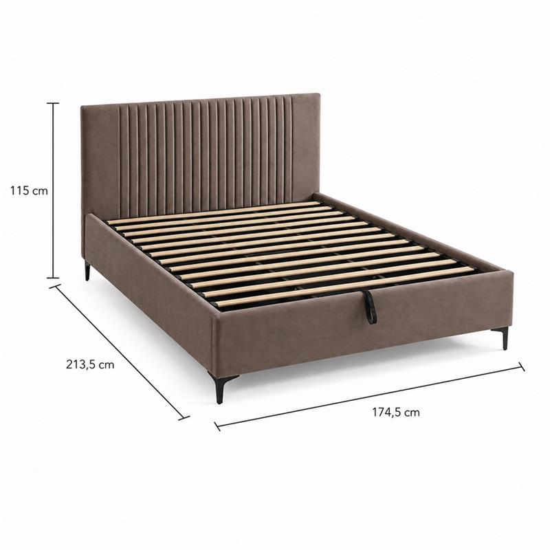 Letto matrimoniale imbottito contenitore marrone 174,5x213,5x115cm - Argo