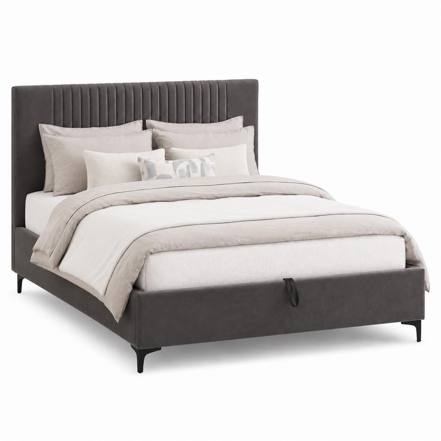 Letto matrimoniale imbottito contenitore grigio 174,5x213,5x115cm - Argo