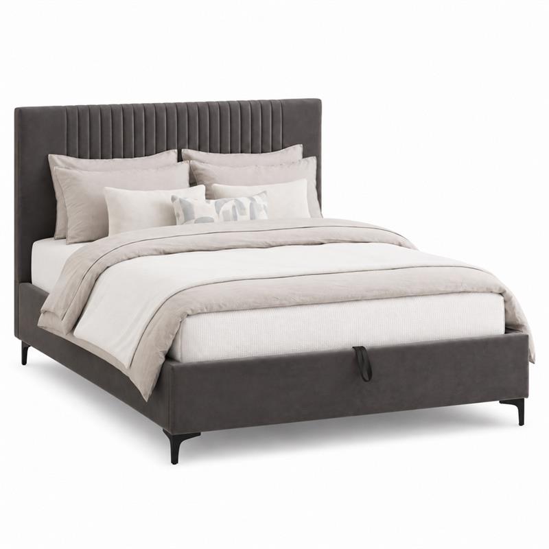 Letto matrimoniale imbottito contenitore grigio 174,5x213,5x115cm - Argo