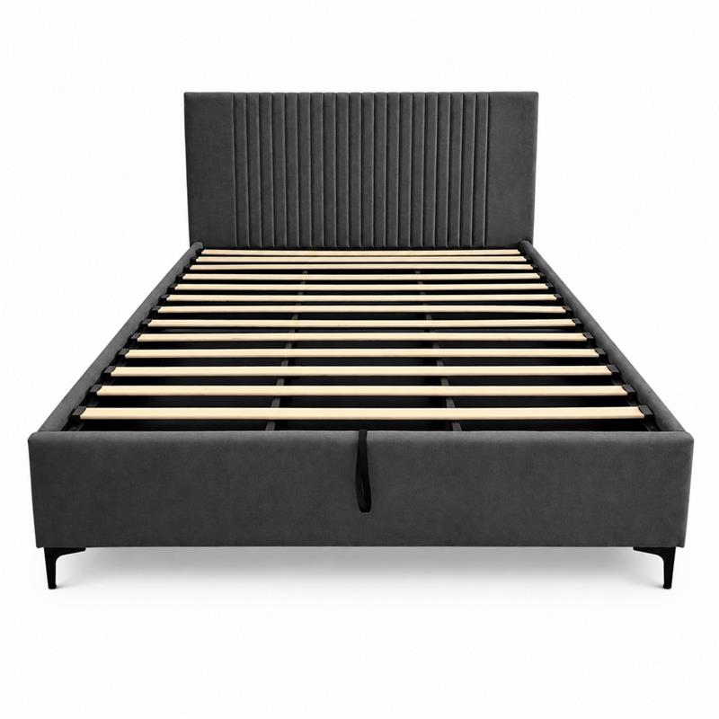 Letto matrimoniale imbottito contenitore grigio 174,5x213,5x115cm - Argo