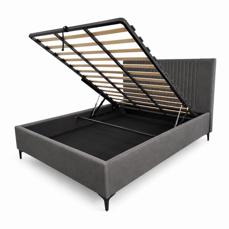 Letto matrimoniale imbottito contenitore grigio 174,5x213,5x115cm - Argo