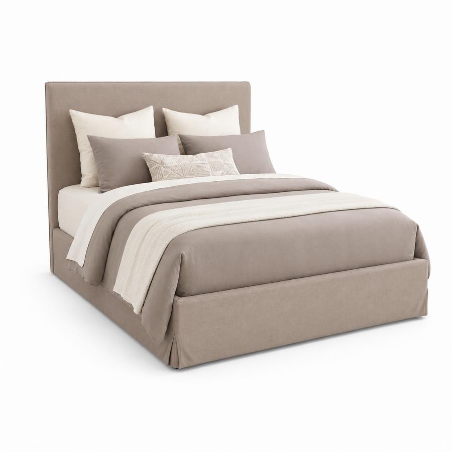 Letto matrimoniale imbottito contenitore tortora 185x217x117,5cm - Dream