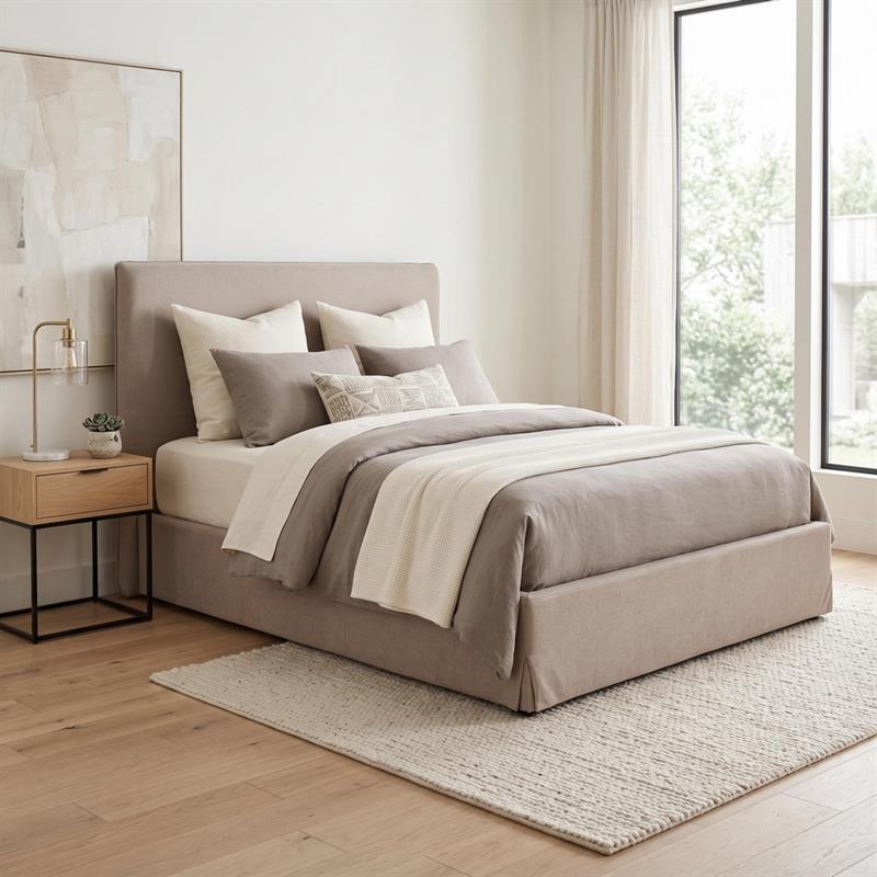 Letto matrimoniale imbottito contenitore tortora 185x217x117,5cm - Dream