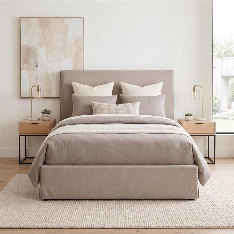 Letto matrimoniale imbottito contenitore tortora 185x217x117,5cm - Dream