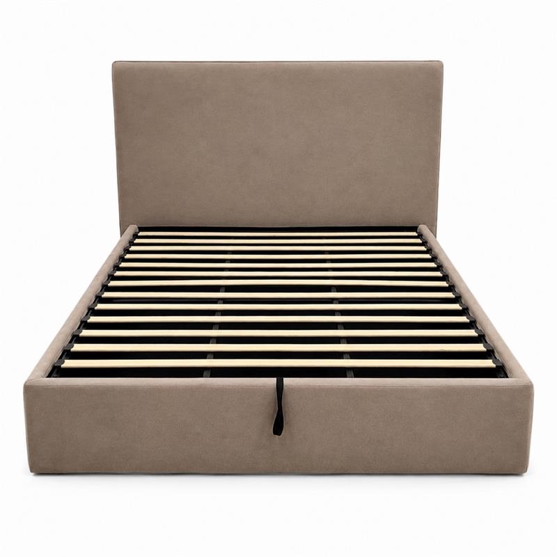 Letto matrimoniale imbottito contenitore tortora 185x217x117,5cm - Dream