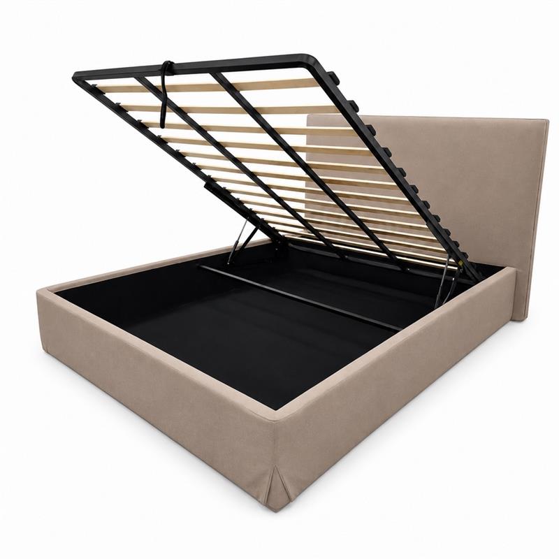 Letto matrimoniale imbottito contenitore tortora 185x217x117,5cm - Dream