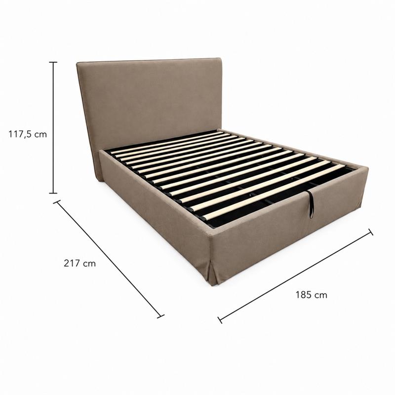 Letto matrimoniale imbottito contenitore tortora 185x217x117,5cm - Dream