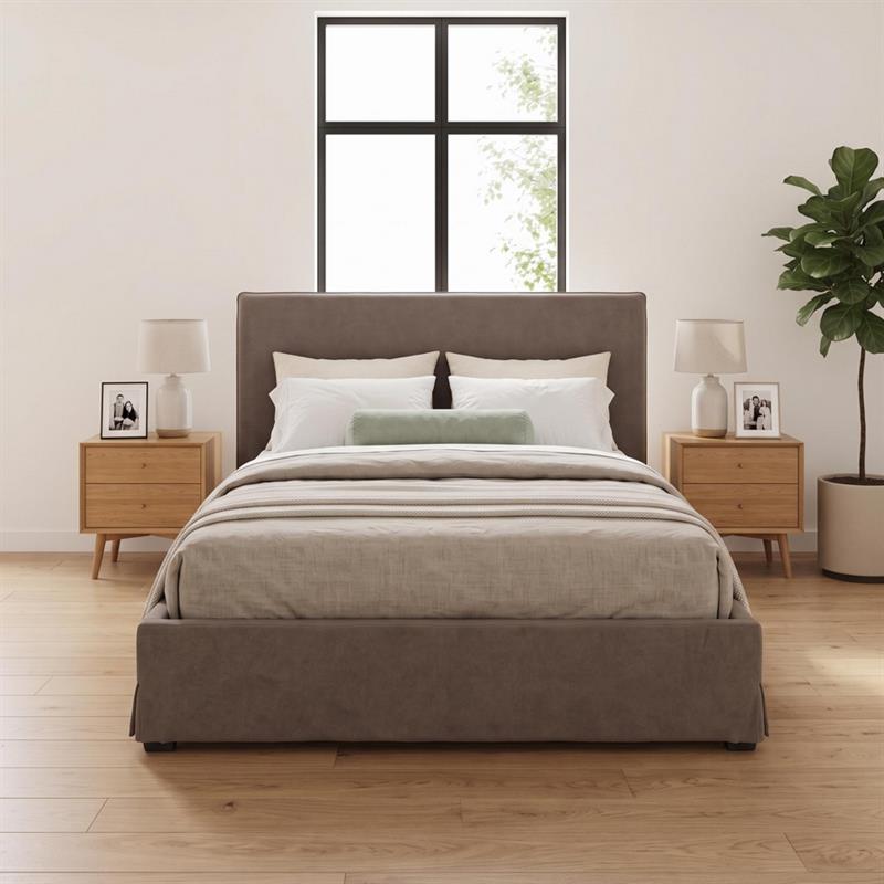 Letto matrimoniale imbottito contenitore marrone 185x217x117,5cm - Dream