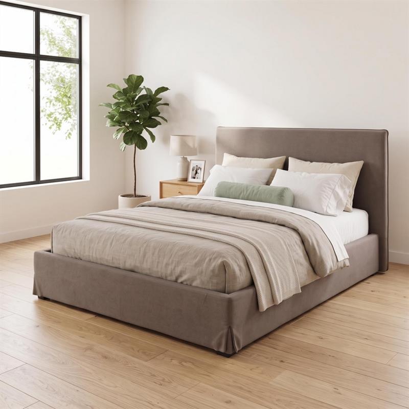 Letto matrimoniale imbottito contenitore marrone 185x217x117,5cm - Dream