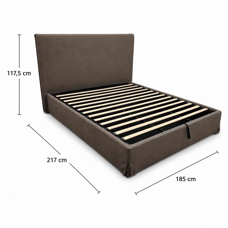 Letto matrimoniale imbottito contenitore marrone 185x217x117,5cm - Dream
