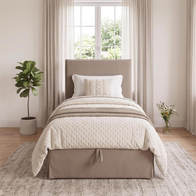 Letto singolo imbottito con contenitore tortora 105x217x117,5cm - Dream