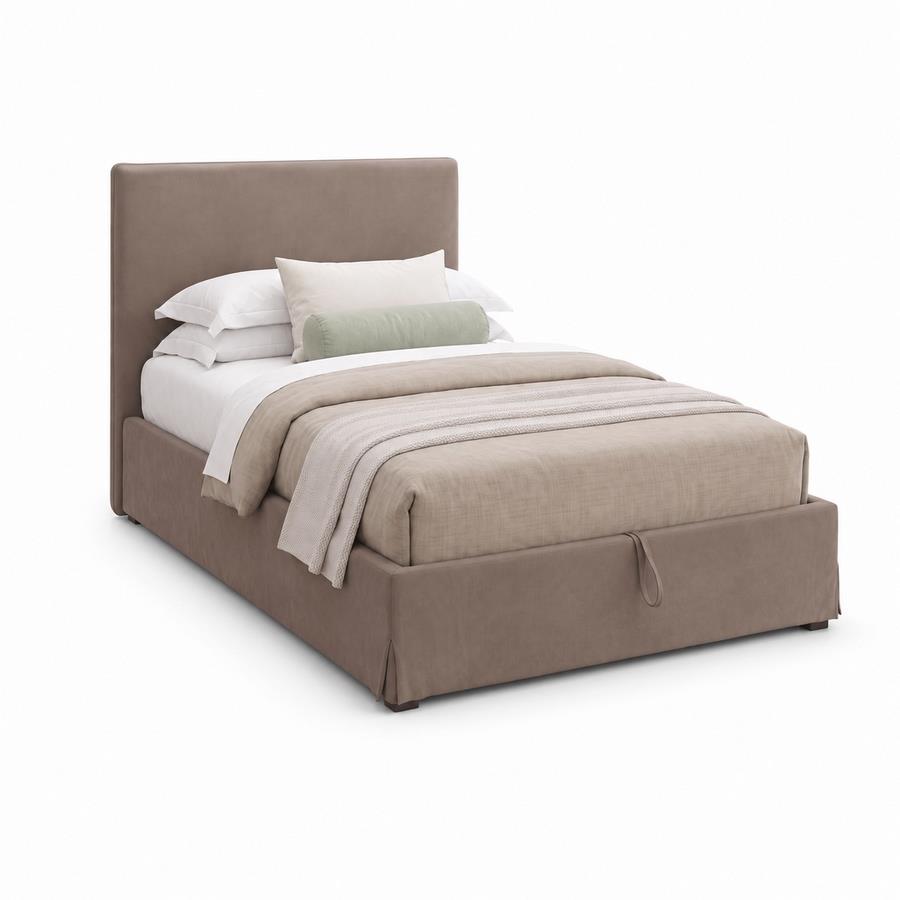 Letto singolo imbottito con contenitore marrone 105x217x117,5cm - Dream