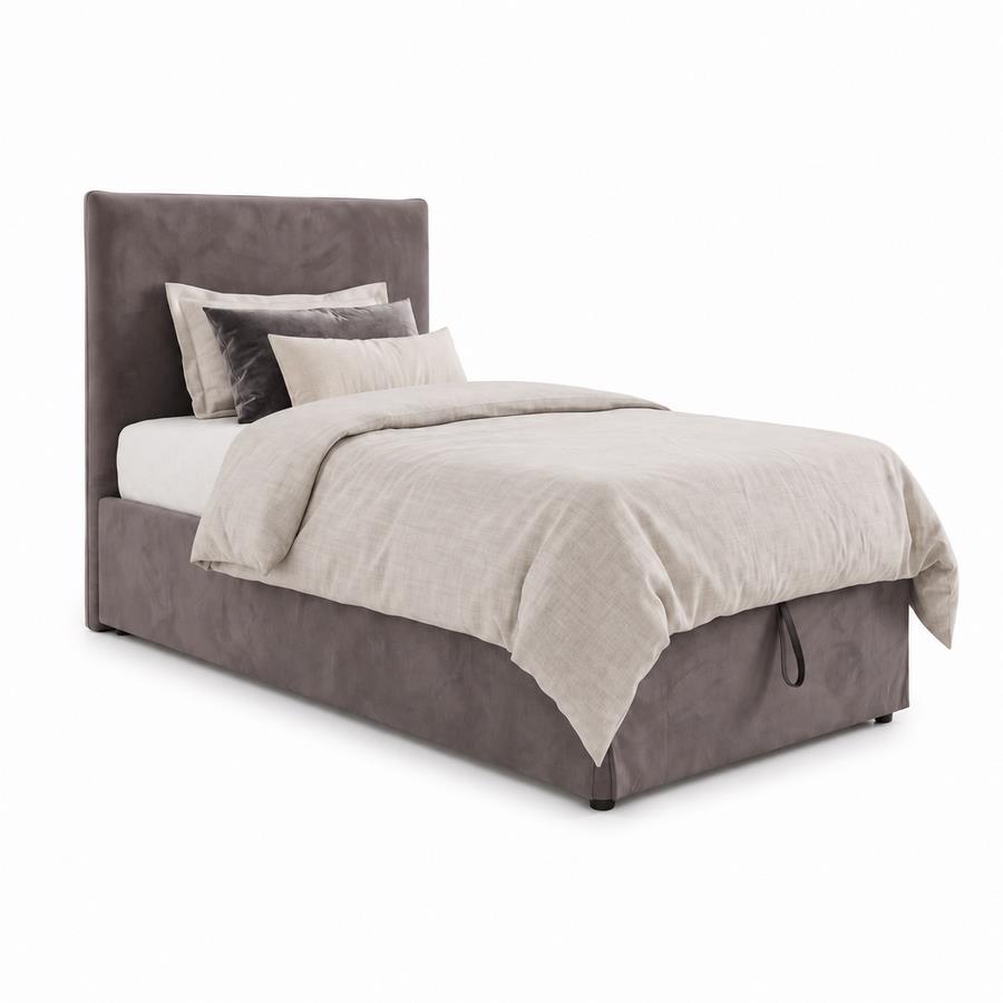 Letto singolo imbottito con contenitore grigio 105x217x117,5cm - Dream