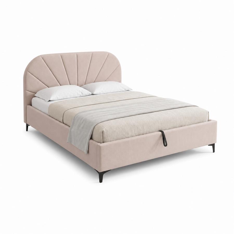 Letto matrimoniale imbottito contenitore tortora 176x213x115,5 cm - Orion