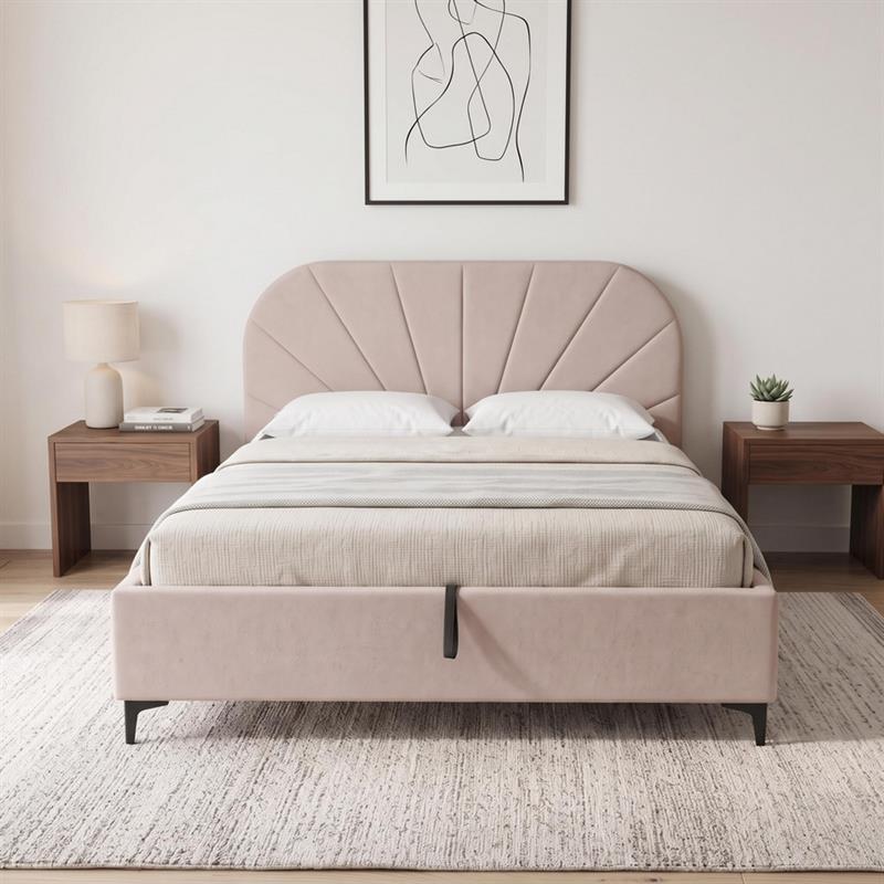 Letto matrimoniale imbottito contenitore tortora 176x213x115,5 cm - Orion