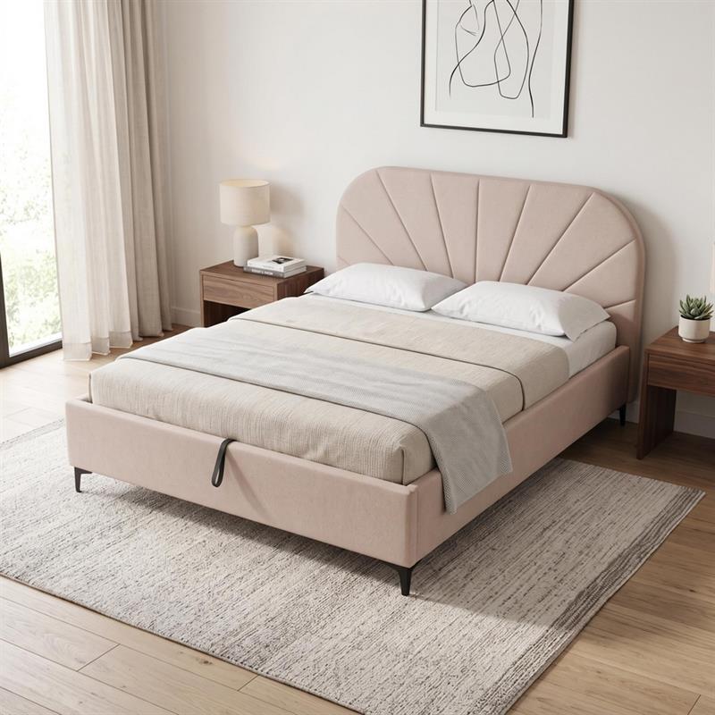 Letto matrimoniale imbottito contenitore tortora 176x213x115,5 cm - Orion