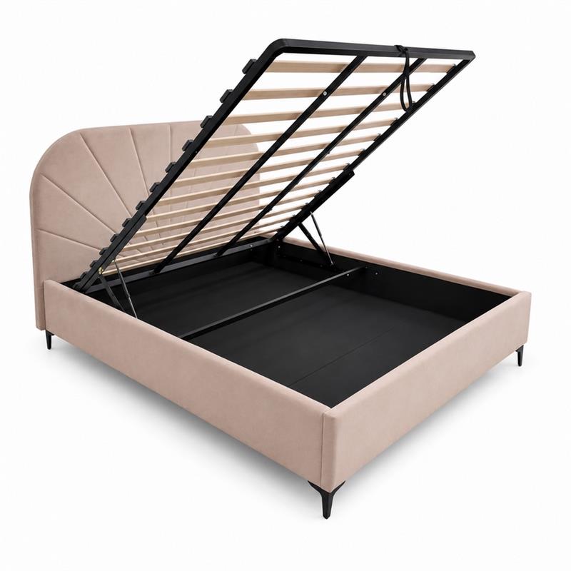 Letto matrimoniale imbottito contenitore tortora 176x213x115,5 cm - Orion