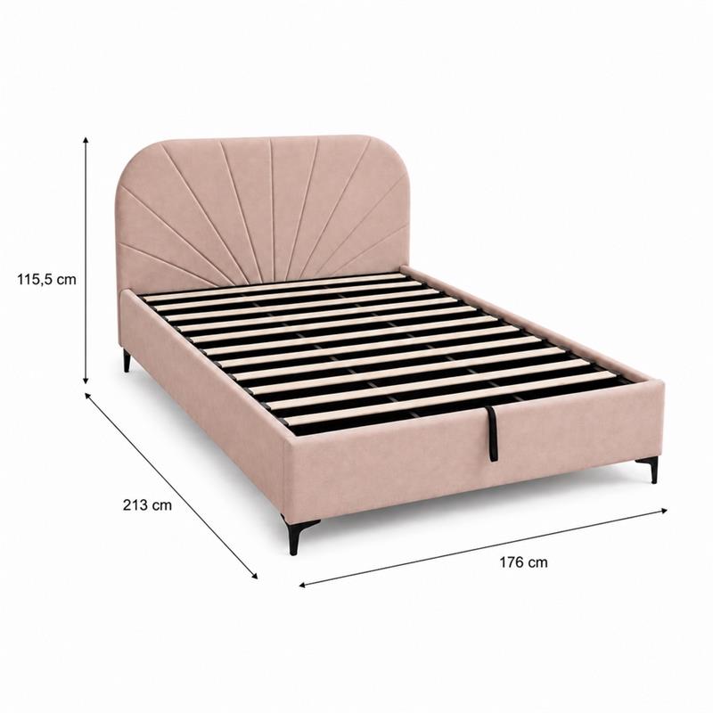 Letto matrimoniale imbottito contenitore tortora 176x213x115,5 cm - Orion