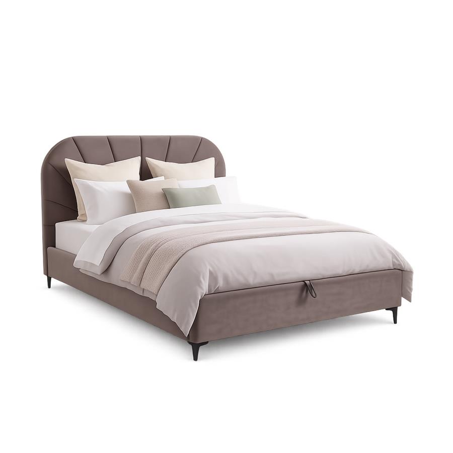 Letto matrimoniale imbottito contenitore marrone 176x213x115,5 cm - Orion