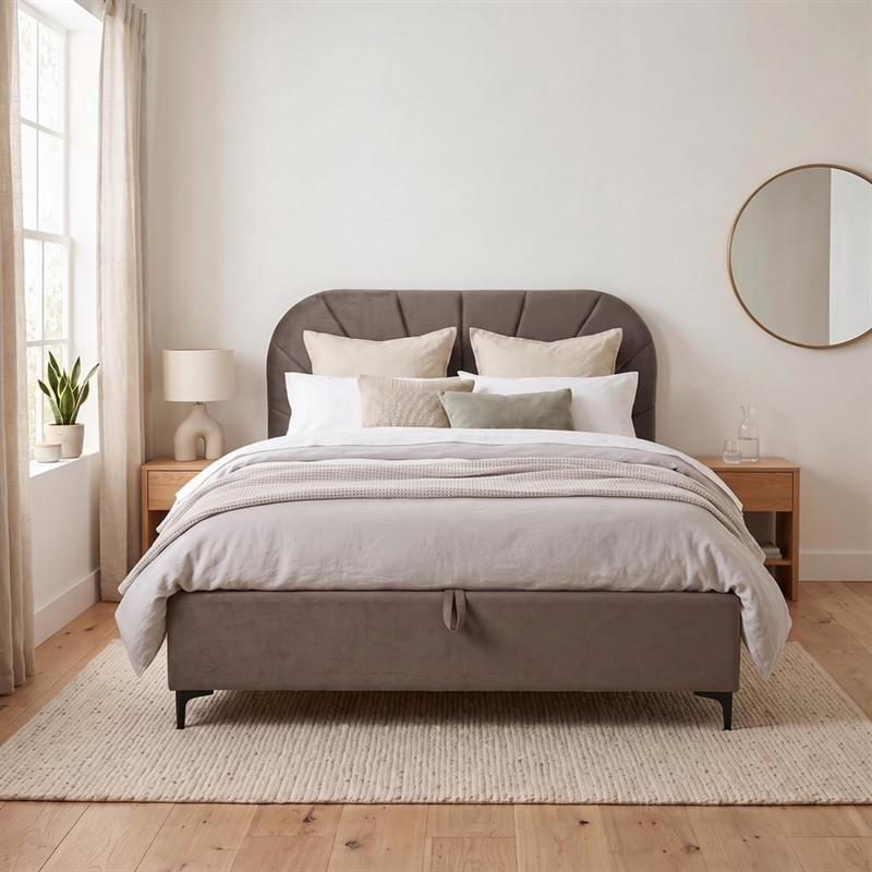 Letto matrimoniale imbottito contenitore marrone 176x213x115,5 cm - Orion