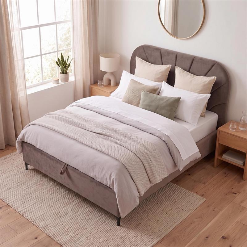 Letto matrimoniale imbottito contenitore marrone 176x213x115,5 cm - Orion