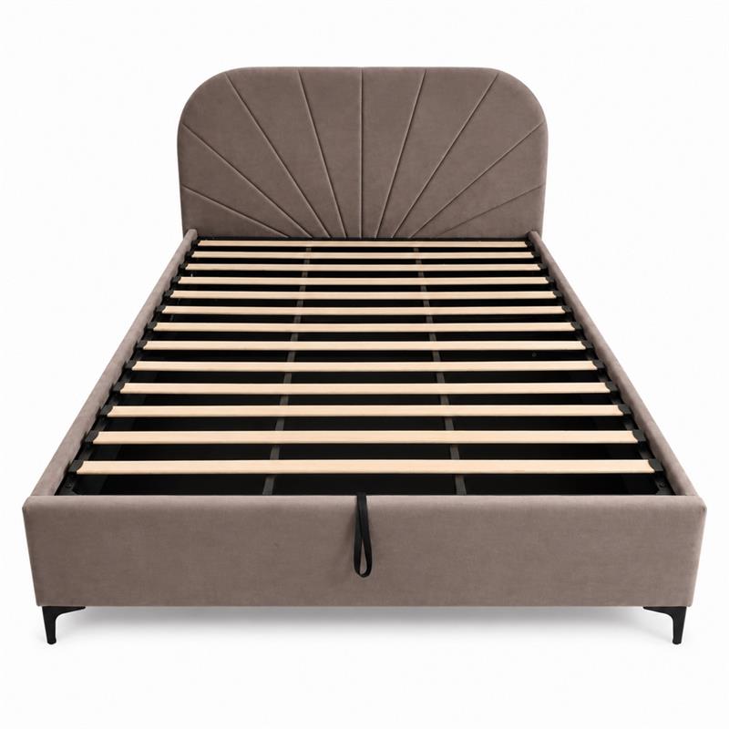 Letto matrimoniale imbottito contenitore marrone 176x213x115,5 cm - Orion