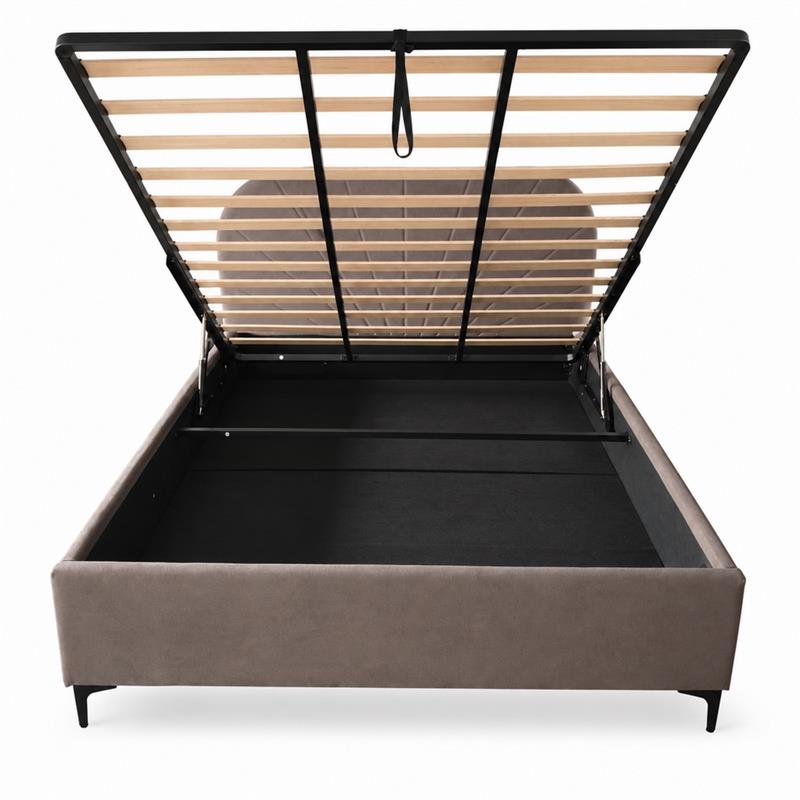 Letto matrimoniale imbottito contenitore marrone 176x213x115,5 cm - Orion