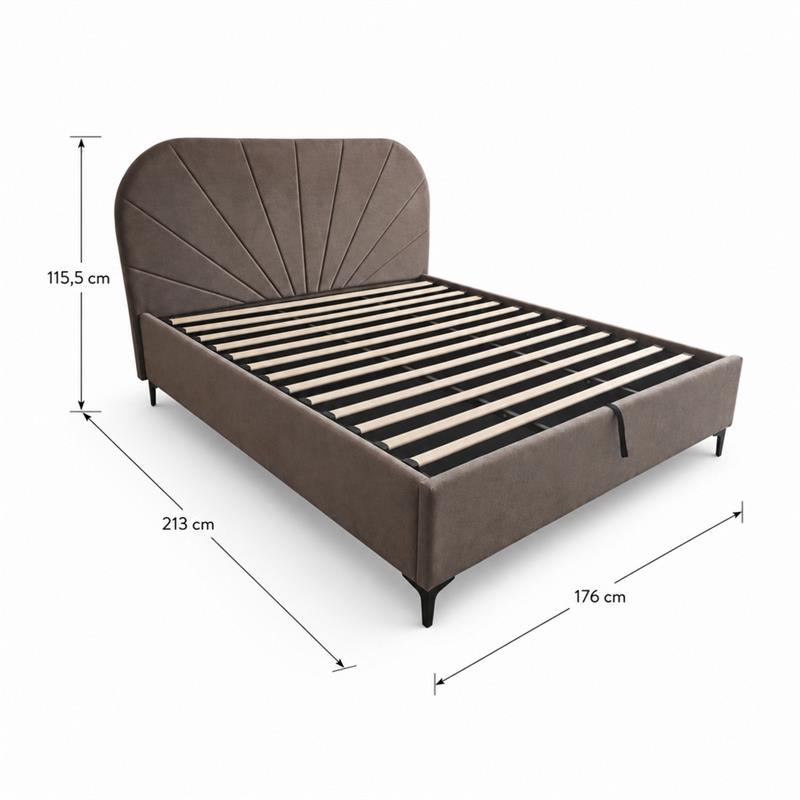 Letto matrimoniale imbottito contenitore marrone 176x213x115,5 cm - Orion