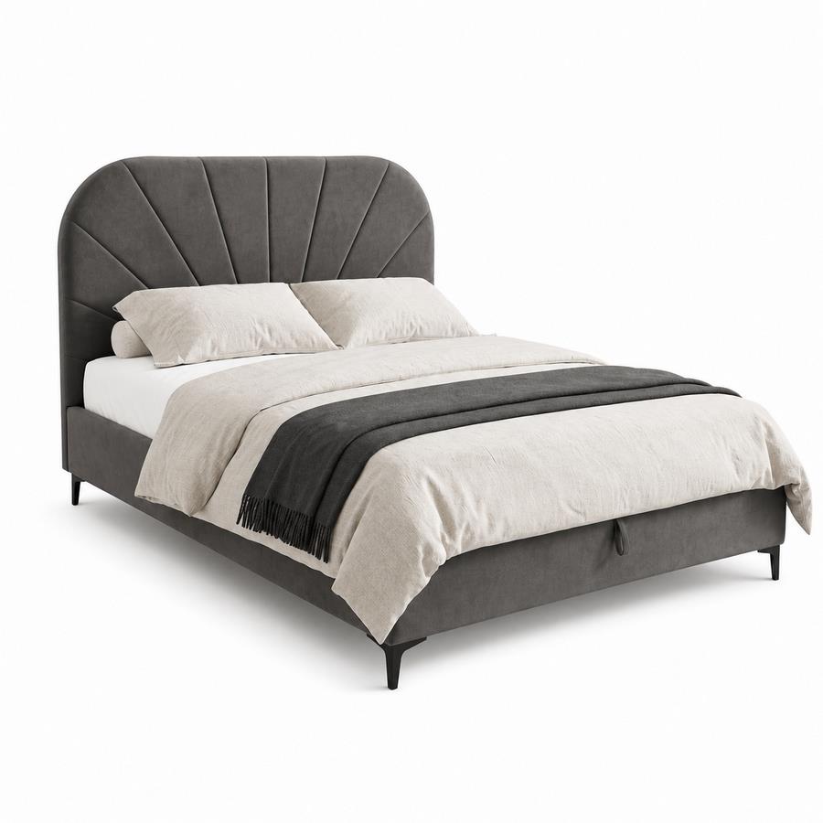 Letto matrimoniale imbottito contenitore grigio 176x213x115,5 cm - Orion