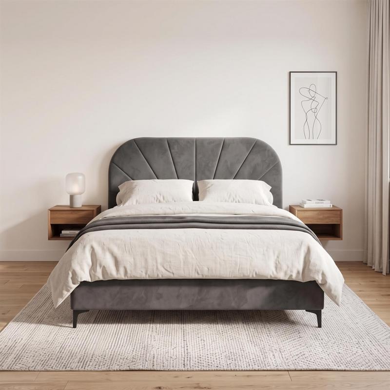 Letto matrimoniale imbottito contenitore grigio 176x213x115,5 cm - Orion
