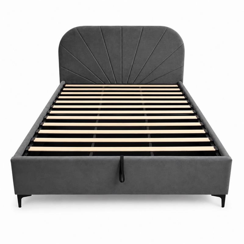Letto matrimoniale imbottito contenitore grigio 176x213x115,5 cm - Orion