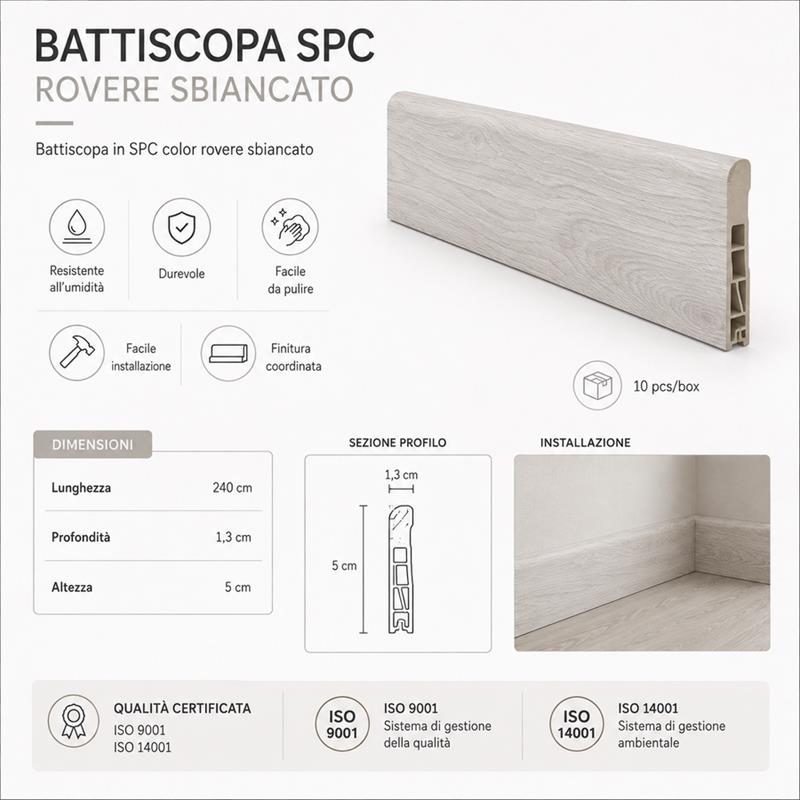 BATTISCOPA SPC 5X1,3L.240 ROVERE SBIANCATO