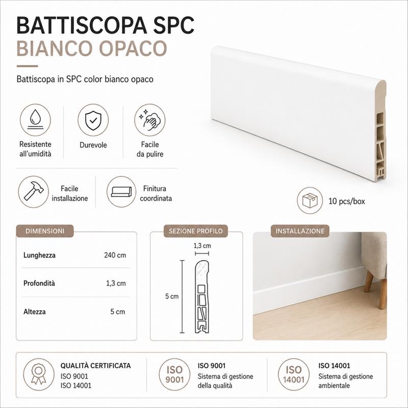 BATTISCOPA SPC 5X1,3L.240 BIANCO OPACO